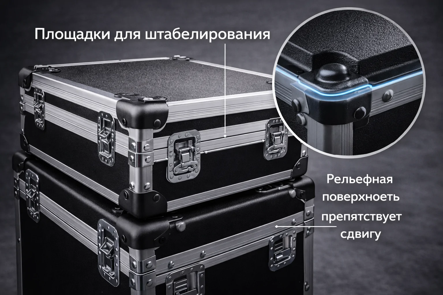 Зачем нужны площадки для штабелирования на туровых кейсах?