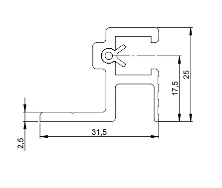 Для рэковых кейсов Adam Hall 6162 Направляющая для рэковой стойки 19" с резиновой вставкой