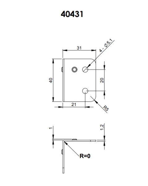 Adam Hall 40431 скоба угловая 40х31 с выступом