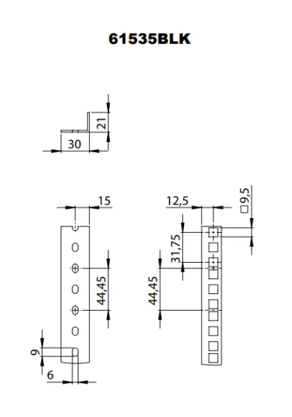 Для рэковых кейсов Adam Hall 61535 BLK Рэковая направляющая 45U