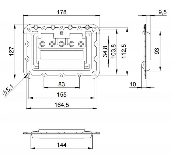 Adam Hall 34087 ручка подпружиненная откидная большая с глубиной 9,5 мм