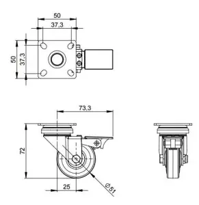 Adam Hall 3703 колесо поворотное с тормозом (Guitel)