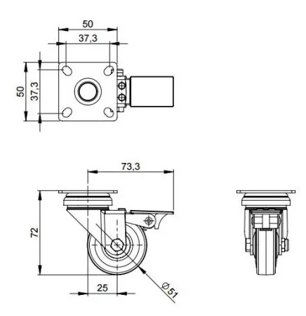Adam Hall 3703 колесо поворотное с тормозом (Guitel)
