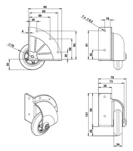 Adam Hall 37500S Колесо угловое, транспортное, универсальное