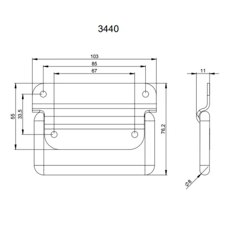 Adam Hall 3440 ручка откидная с ограничителем 90°