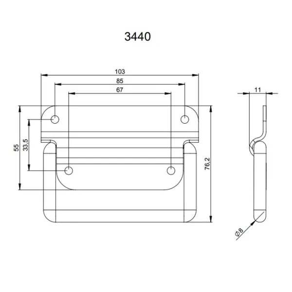 Adam Hall 3440 ручка откидная с ограничителем 90°