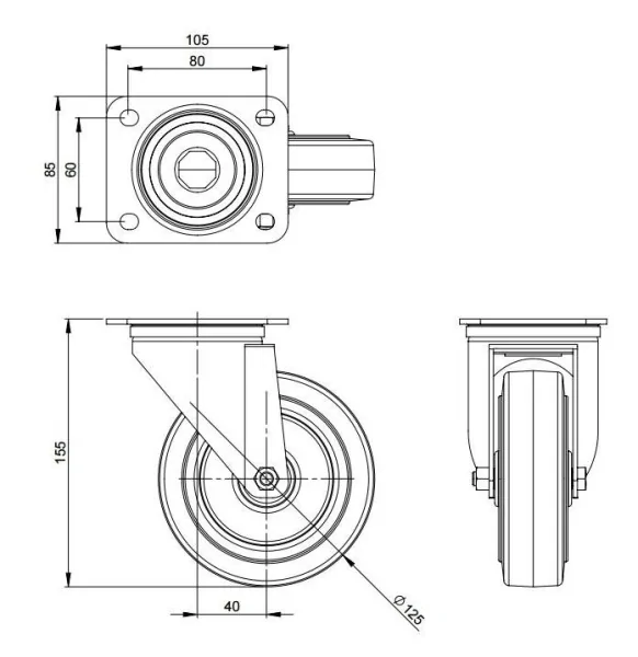 Adam Hall 37035 колесо поворотное (Tente)
