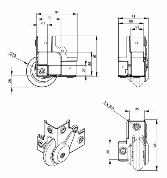 Adam Hall 37451S колесо угловое встраиваемое