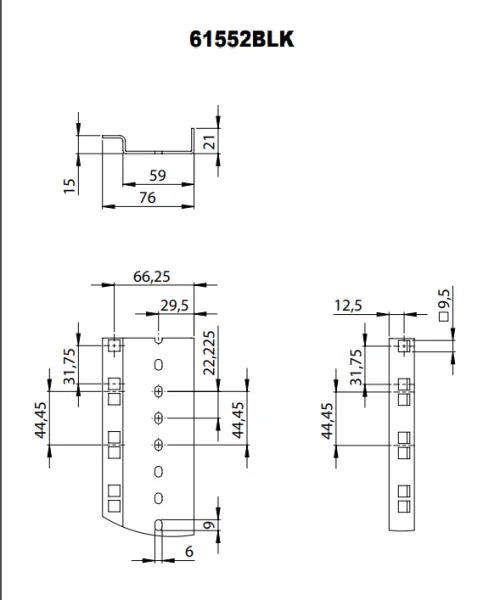 Для рэковых кейсов Adam Hall 61552 BLK Направляющая для рэковой стойки 19"