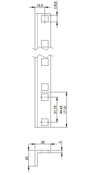 Для рэковых кейсов Adam Hall 6150-2 Направляющая для рэковой стойки 19"