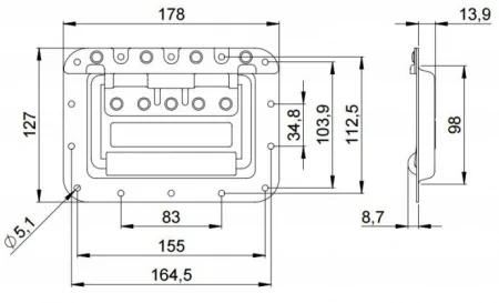 Adam Hall 34085 ручка откидная обрезиненная на плате глубиной 14 мм