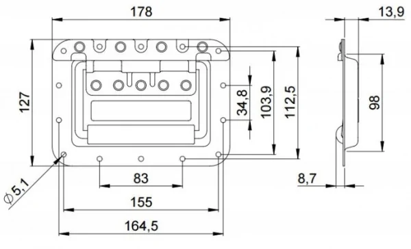 Adam Hall 34085 ручка откидная обрезиненная на плате глубиной 14 мм