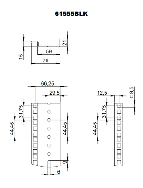 Для рэковых кейсов Adam Hall 61555 BLK2 Рэковая направляющая 45U