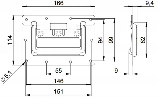 Adam Hall 34102 ручка подпружиненная откидная средняя глубиной 9,5 мм