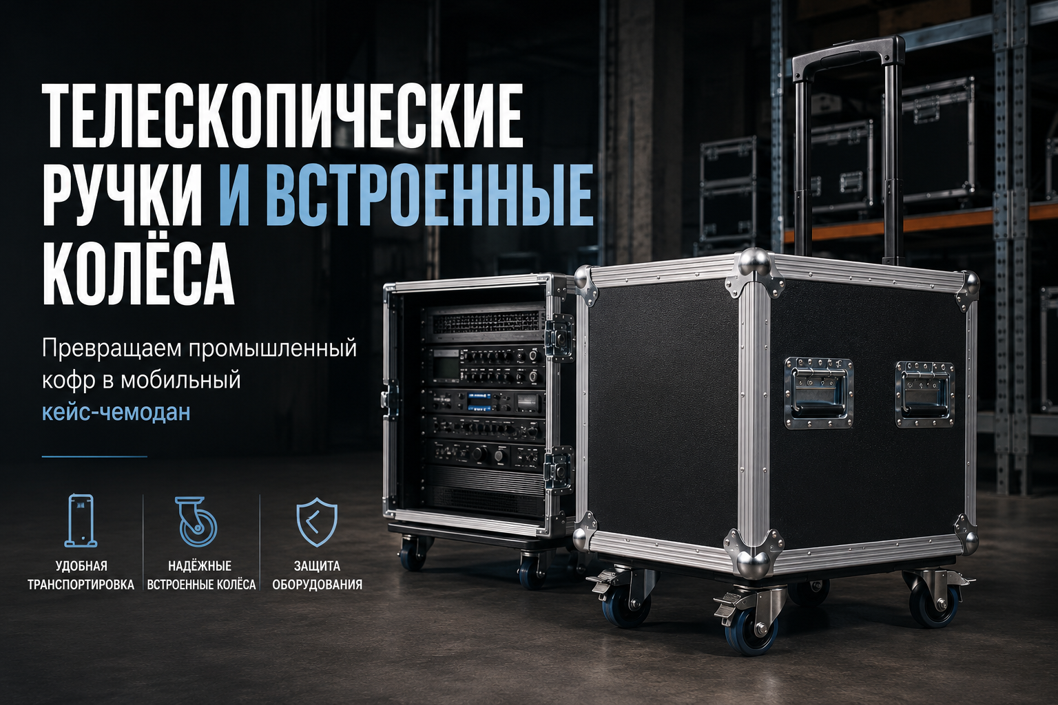 Телескопические ручки и встроенные колеса: превращаем промышленный кофр в мобильный кейс-чемодан Телескопические ручки и встроенные колеса: превращаем промышленный кофр в мобильный кейс-чемодан