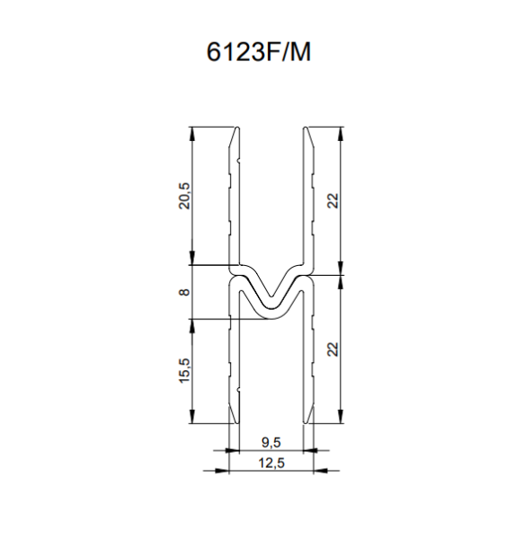Adam Hall 6123F профиль П-образный для крышки кофра 9.5 мм