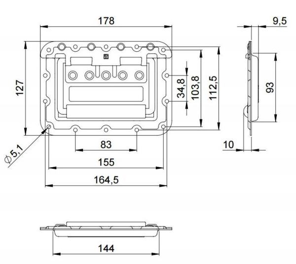 Adam Hall 34087 ручка подпружиненная откидная большая с глубиной 9,5 мм