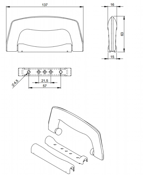 Adam Hall 3437 ручка портфельная пластиковая