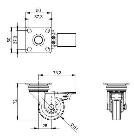 Adam Hall 3703 колесо поворотное с тормозом (Guitel)