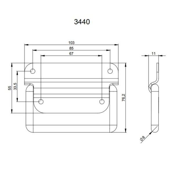 Adam Hall 3440 ручка откидная с ограничителем 90°