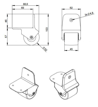 Adam Hall 3780 колесо угловое