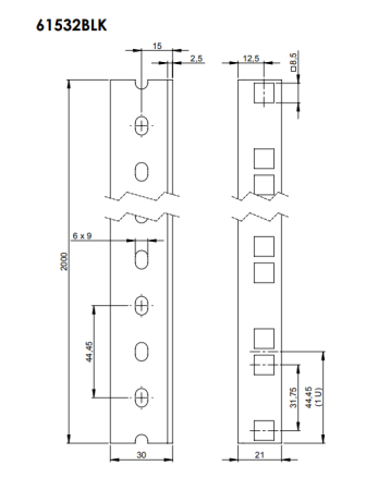 Adam Hall 61532 BLK Рэковая направляющая 45U