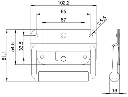 Adam Hall 3412 ручка откидная малая с ограничителем
