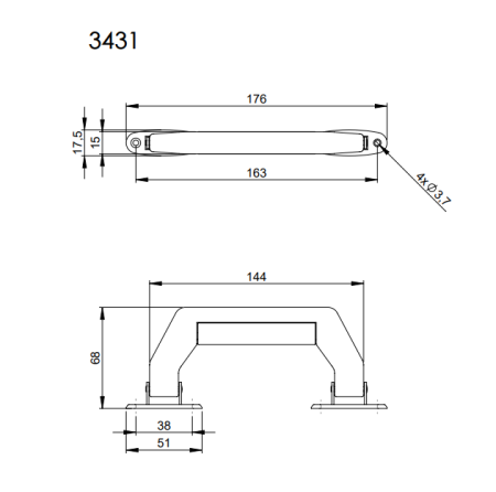 Adam Hall 3431 ручка портфельная пластиковая