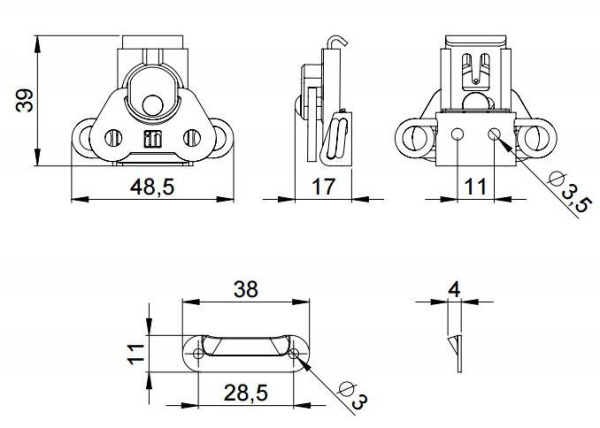 Adam Hall 17370 C замок-бабочка малый без крепежной пластины и держателя