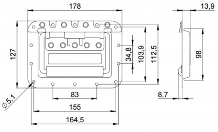 Adam Hall 34085 ручка откидная обрезиненная на плате глубиной 14 мм