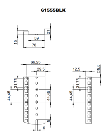 Adam Hall 61555 BLK Рэковая направляющая 45U