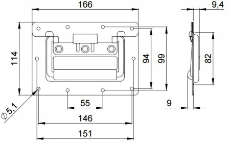 Adam Hall 34102 ручка подпружиненная откидная средняя глубиной 9,5 мм