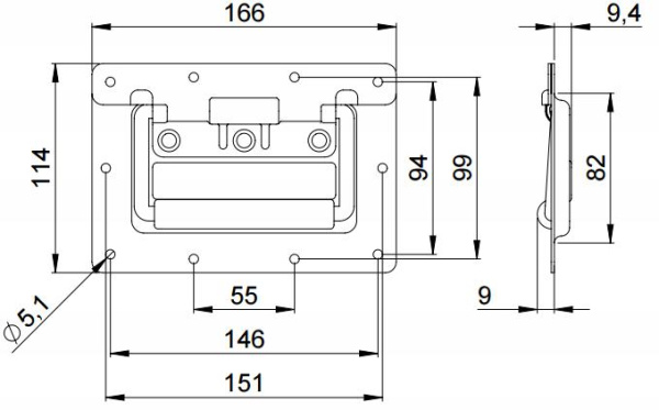 Adam Hall 34102 ручка подпружиненная откидная средняя глубиной 9,5 мм