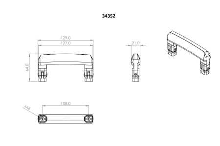 Adam Hall 34352 ручка портфельная пластиковая откидная