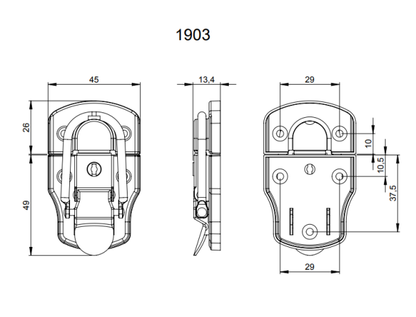 Adam Hall 1903 замок-захват средний с ключом